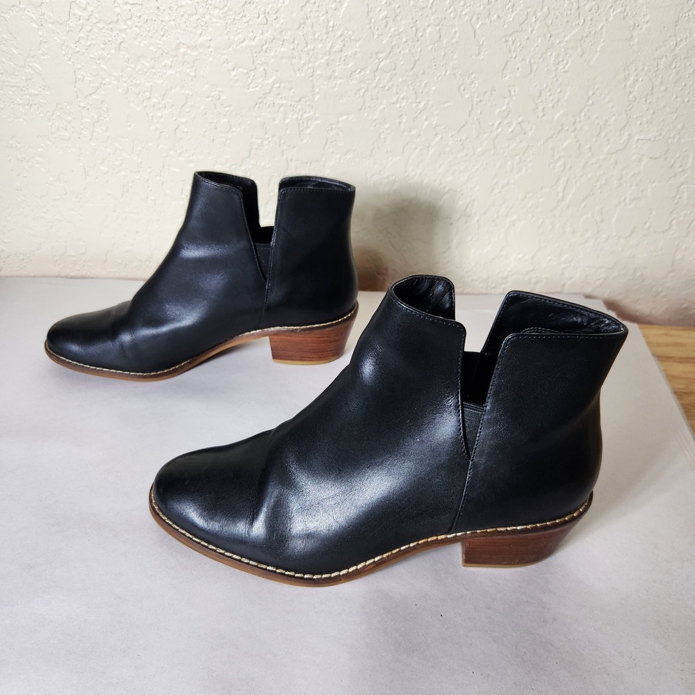 Cole Haan Signature Grand.OS Black Leather Side Cutout Ankle Boots D44240 7B
